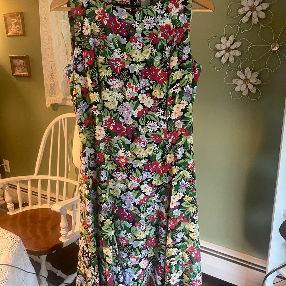 Liz Claiborne Pink and Green lined Sleeveless Maxi Sundress Aline 4